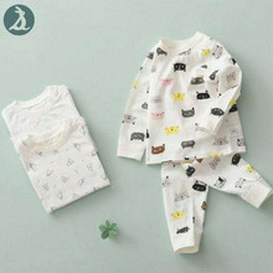 Pure Cotton Baby Pajama and Underwear Set: Thin Long Sleeve AC Suit for Summer Home Wear