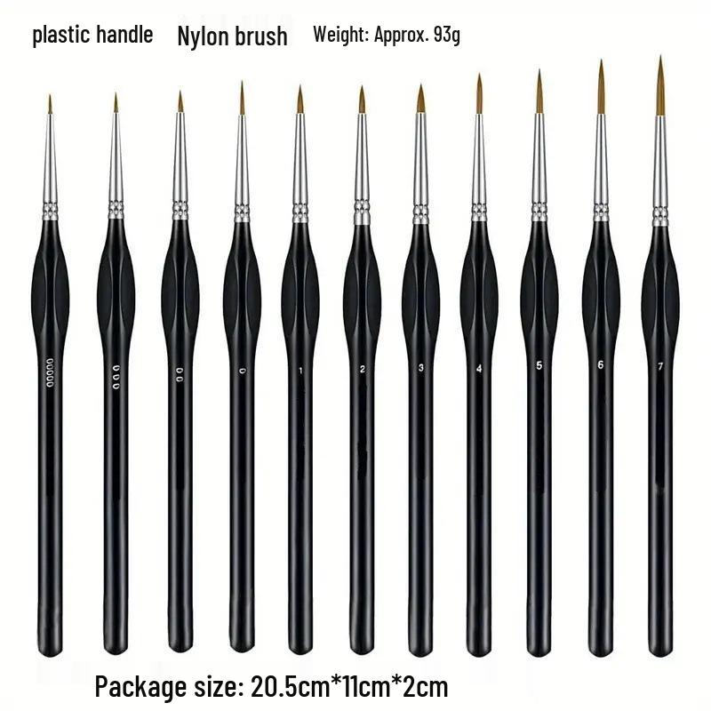 Set Pennelli Liner Triangolari Pelo di Lupo - Set da 11 Pezzi Pennelli Ultra-fini in Nylon per Acquerello e Contornatura