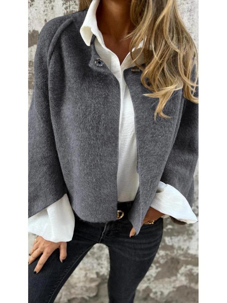

2024 Loose Cashmere Jacket Long Sleeve Autumn Winter Coat S сірий колір