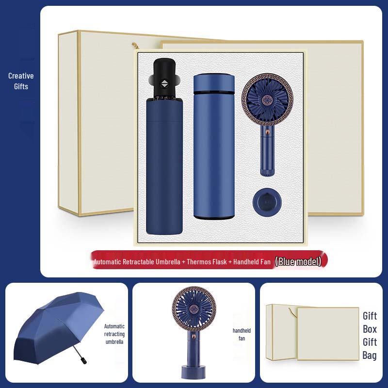 OIMG Portable Fan, Umbrella & Insulated Cup Gift Set