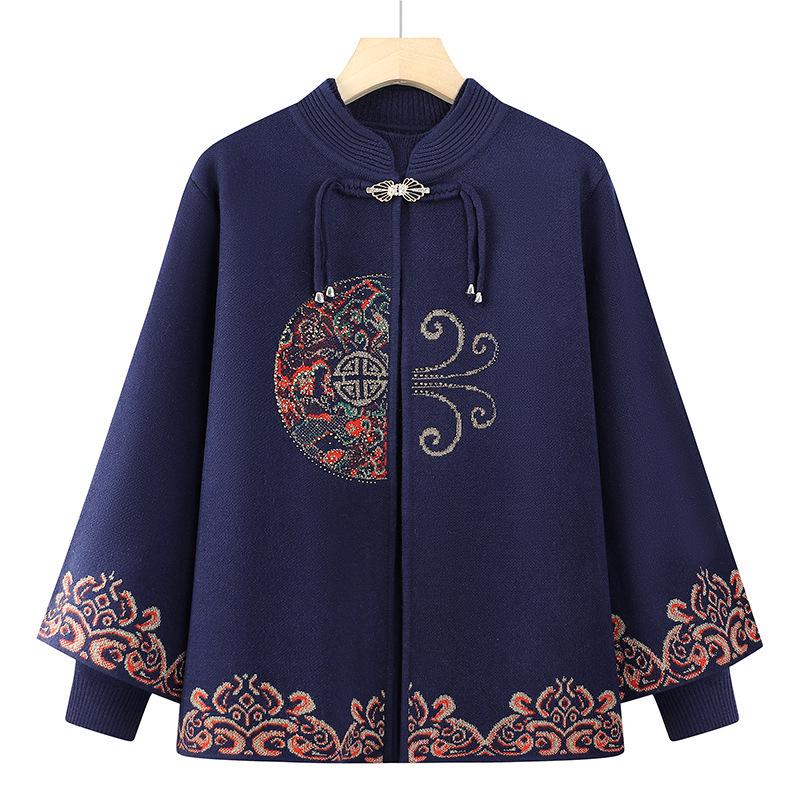 

Autumn & Winter Two-Piece Knit Set for Elderly Women: Grandma s Sweater & Coat XL (85-105 jin)