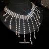 Exquisite Rhinestone Water Drop Tassel Necklace - High-End Retro Court Style Clavicle Chain.