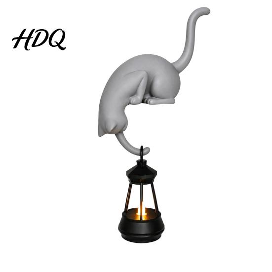Ornamenti Creativi per l'Ingresso Gatto Appeso Stampato 3D con Lanterna Decorazione per Scaffale Carino Gatto Che Sbircia Tavolo Decorazione da Tavolo Fatta a Mano Statua da Bordo Gancio