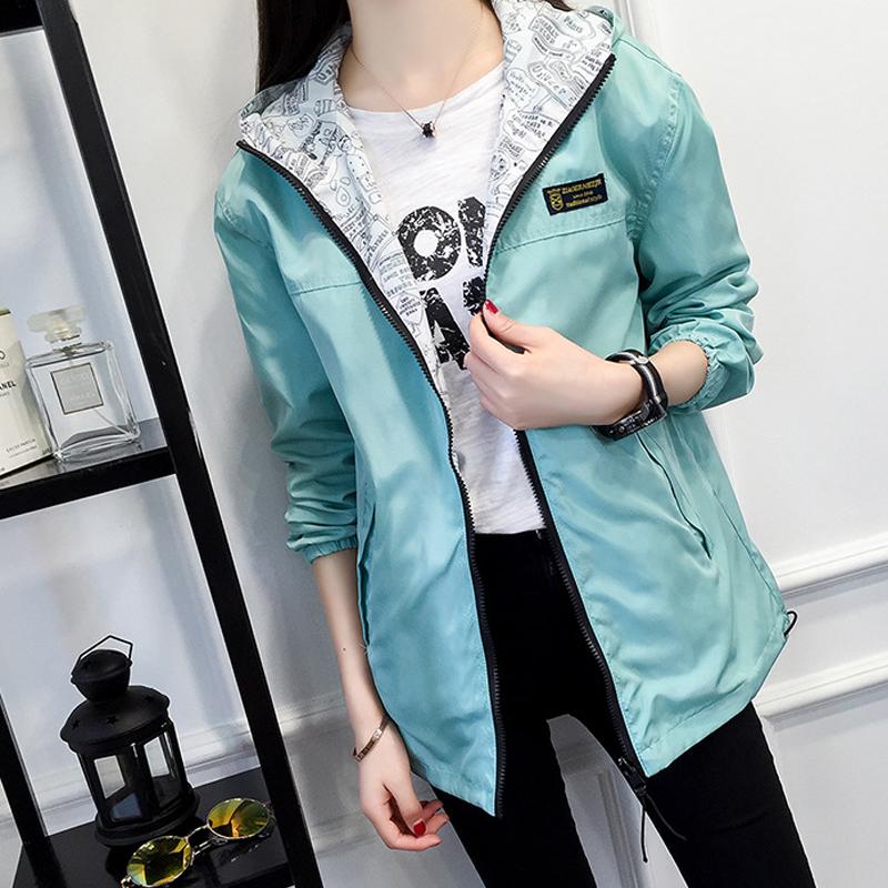 Coupe-vent Double Face à capuche pour femme, manteau court ample, Style universitaire, printemps et automne