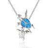 TikTok Ins Viral Blue Opal Double Turtle Pendant Necklace | Cute Animal Statement Jewelry