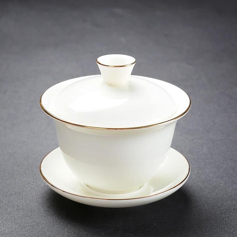 HANDUNYOU Mutton-Fat Jade Ceramic Gaiwan