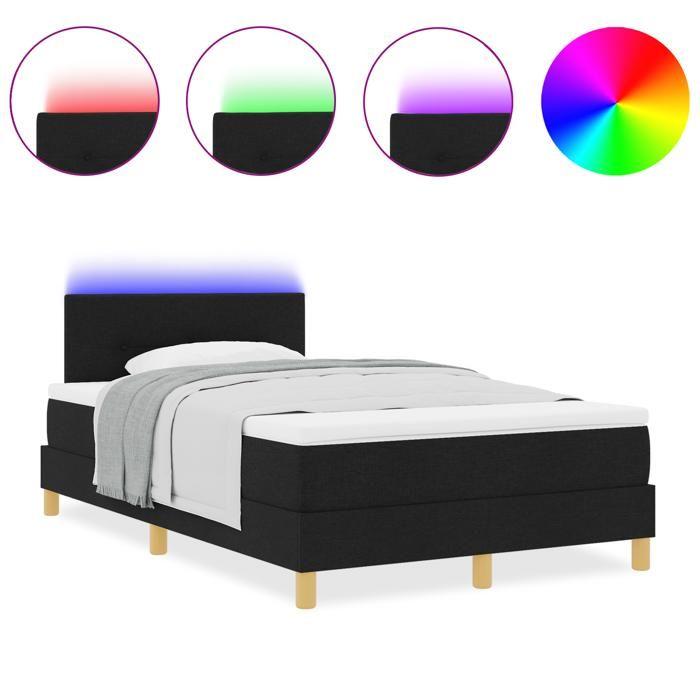 VidaXL Lit Box Spring avec Matelas &amp; LED Noir 120x190 cm Tissu 3342424