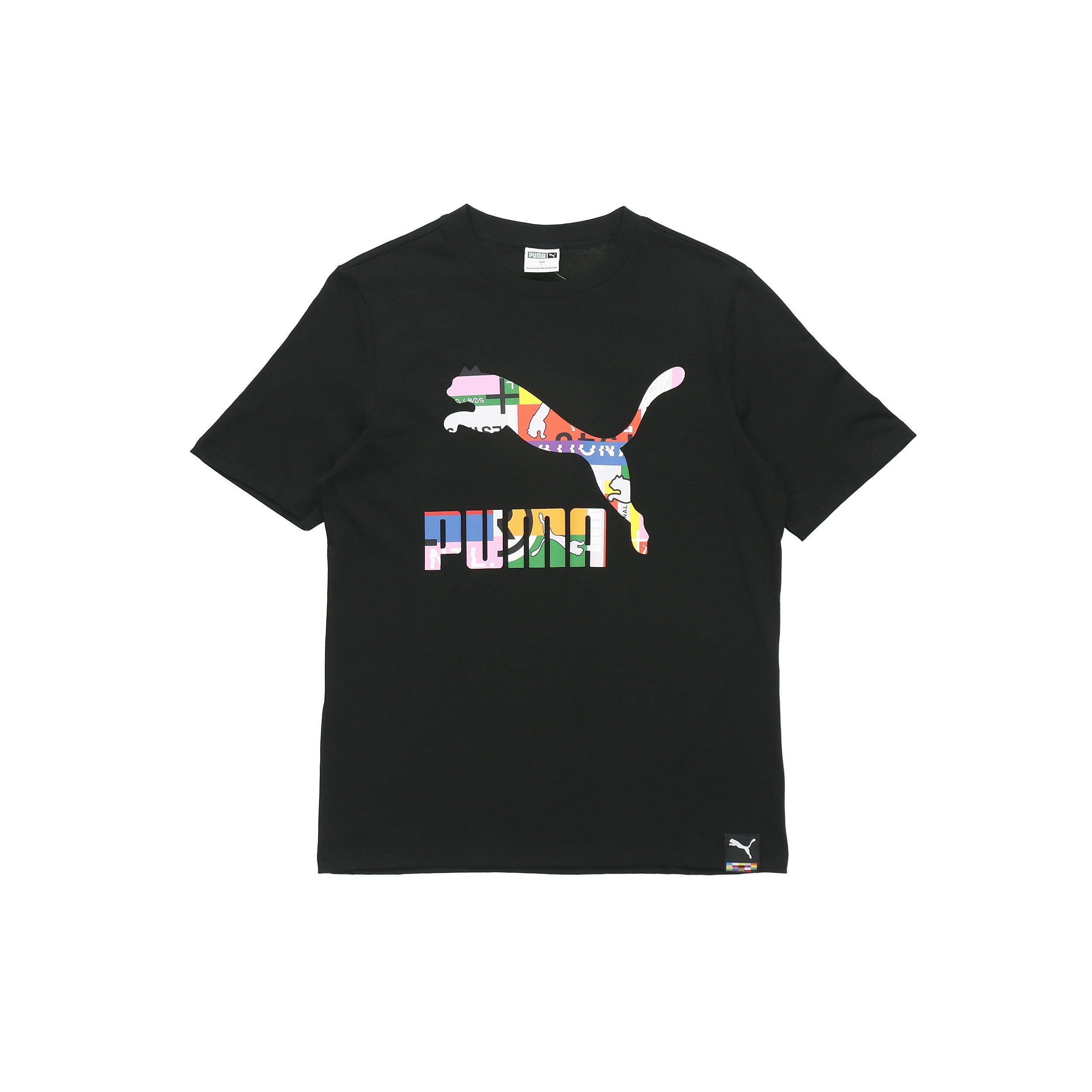 PUMA Intl Tee Multi-Color Logo Printing Sports Round Neck Short Sleeve Black Men s 532274-51 XL