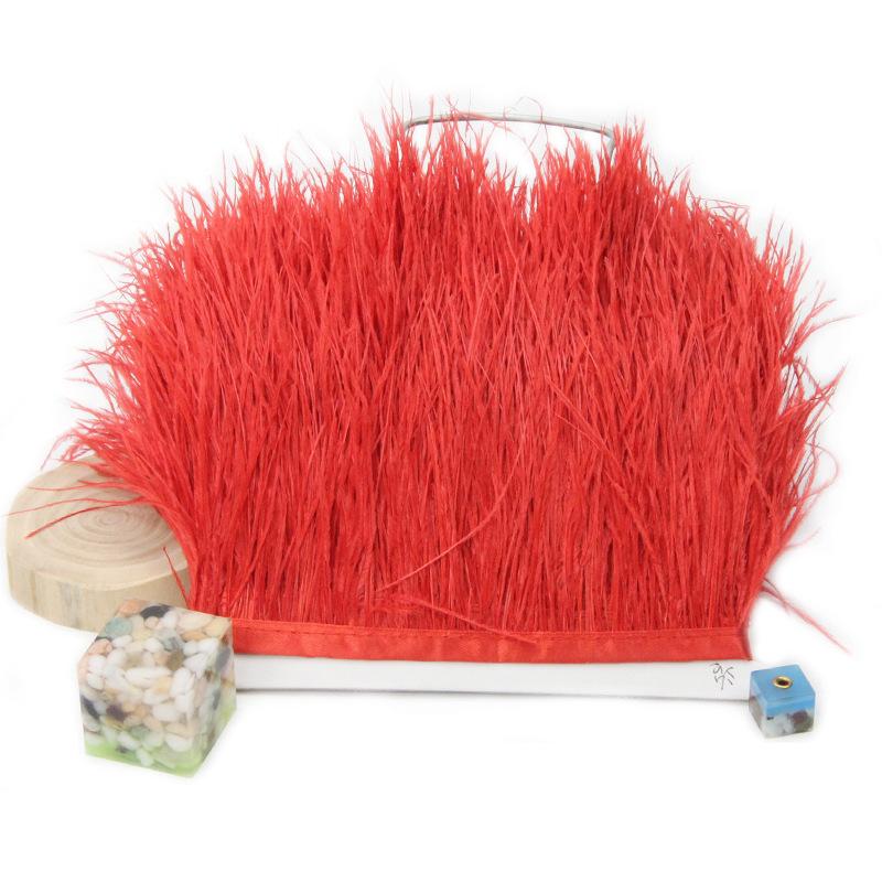 Feather1 Meter Fluffy Ostrich Feather Satin Trim Cloth Sideband 8-10cm Ribbon Fringe Suitable for Skirts / Dresses / Apparel Party DIY