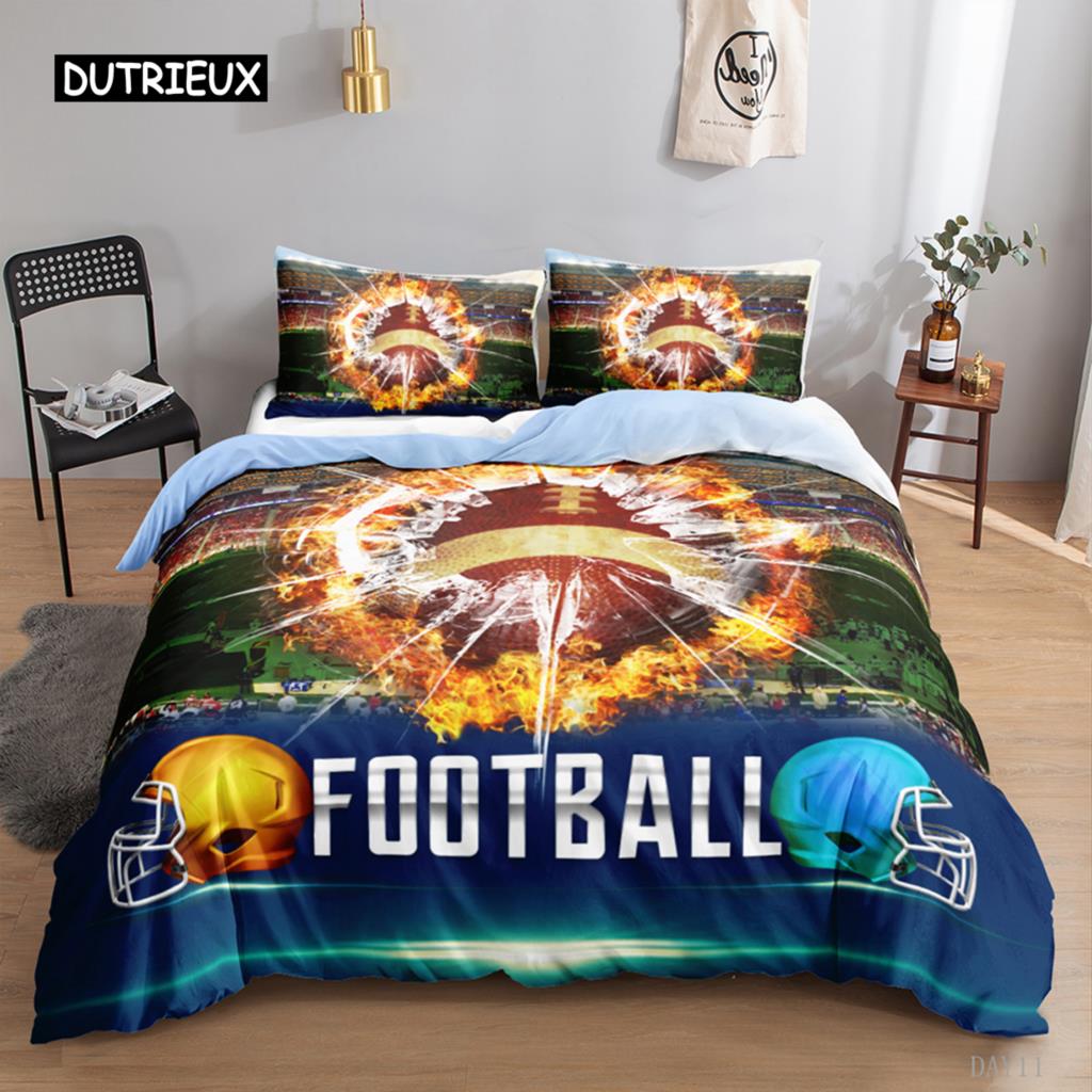 Football Quilt Cover Package Three-Dimensional Sports Football Bed Linen Package Pillowcase for Boys Teens Double Size Queen Dimension King Dimension