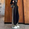 Autumn-Winter American-Style Plus-Fleece Wide-Leg Joggers for Women Color-Block Banana Long Pants In Casual Loose Fit