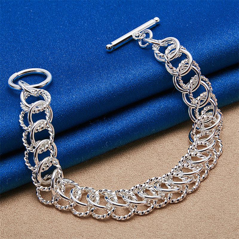 925 Sterling Silver 8-inch Exquisite Woven Bracelet for Men and Women, Party Fashion Gifts, Wedding Accessories, Jewelry