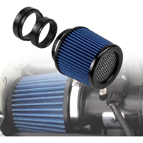 RULLINE 76mm 89mm 102mm Air Filter 3" 3.5" 4" Cold Air Intake Universal Clamp-On Air Filter Three Different Size High Flow Round Tapered Cone Cool