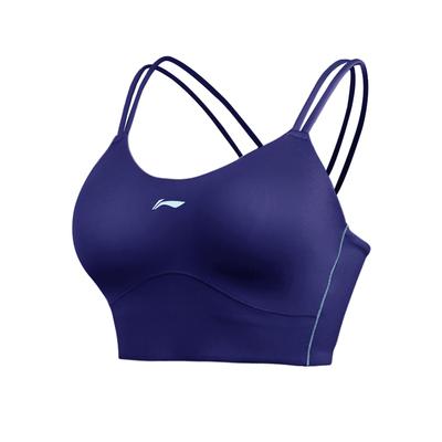 Li Ning Running Fitness Yoga Solid Color Breathable Slim Fit Sports Vest Women Tops Deep-Navy-Blue YUBU006-2