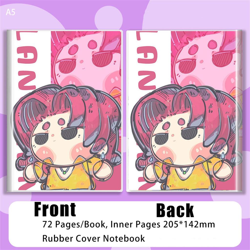 Double Sided Pattern Rubber Cover Notebook A5 Size 72 Sheets Notebook, Waterproof Diary Horizontal Lined Notebook