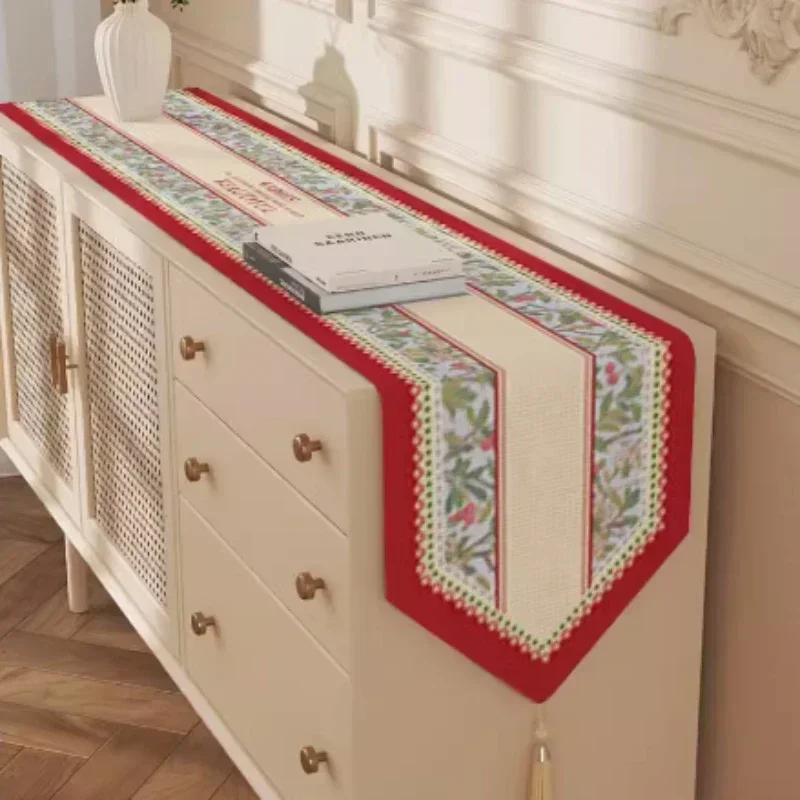 Cotton  Linen Tea Table Decoration Table Flag Light Luxury High-end Cover Cloth Dinner Side Cabinet Countertop Cushion Cloth