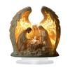 2D Acrylic Jesus Nativity Ornament Angel Wing Table Sign with Base Home Office Desktop Bookshelf Religious Christmas Decoration