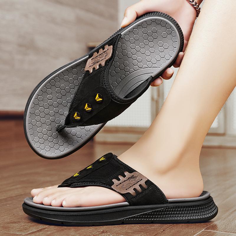 Мода 2024 Лето Мужские шлепанцы Массажные тапочки с гранулами Удобные пляжные сандалии — фото 6