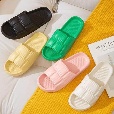 Unisex Home Slippers Men Eva One-Piece Molding Anti-Slip Bathroom Slippers Women Solid Color Thick-Sole Open Toe Quick Dry Shower Slippers