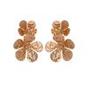 European & American Retro Flower Earrings: Double Layer, 3D Petal Design with Metallic Texture for Women