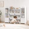 Großer Kinder-Organizer GINGER HOME, Weißes Regal mit 8 Fächern und 2 Schränken für Spielzeug und Bücher, 141,5x100x30 cm