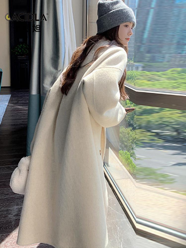 

Осенне-зимнее утолщенное двустороннее кашемировое пальто, темпераментное, средней длины, высококлассное, для делового стиля, шерстяное пальто женское M 120-72.5 kg