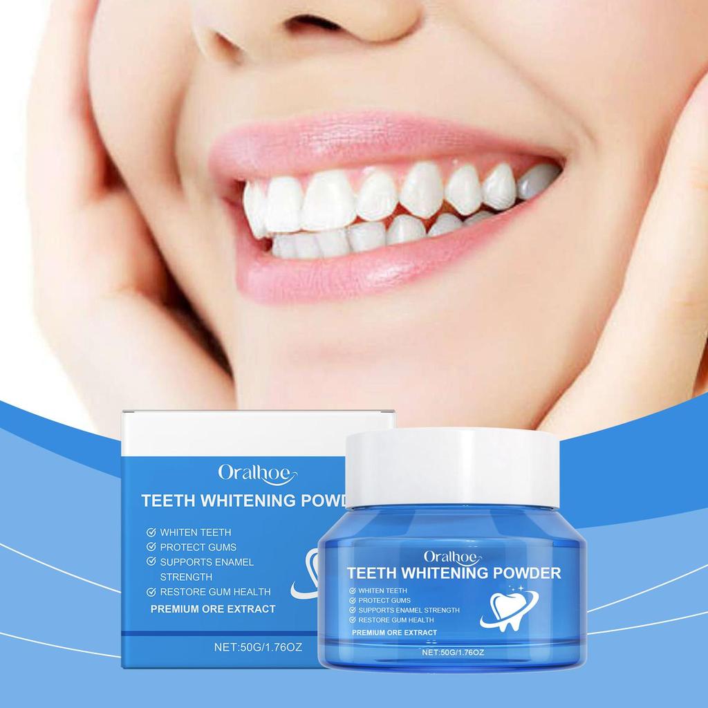 Oralhoe Teeth Whitening Powder Gently Cleans Teeth Stains and Yellowing Refreshes Your Mouth Teeth Care Powder