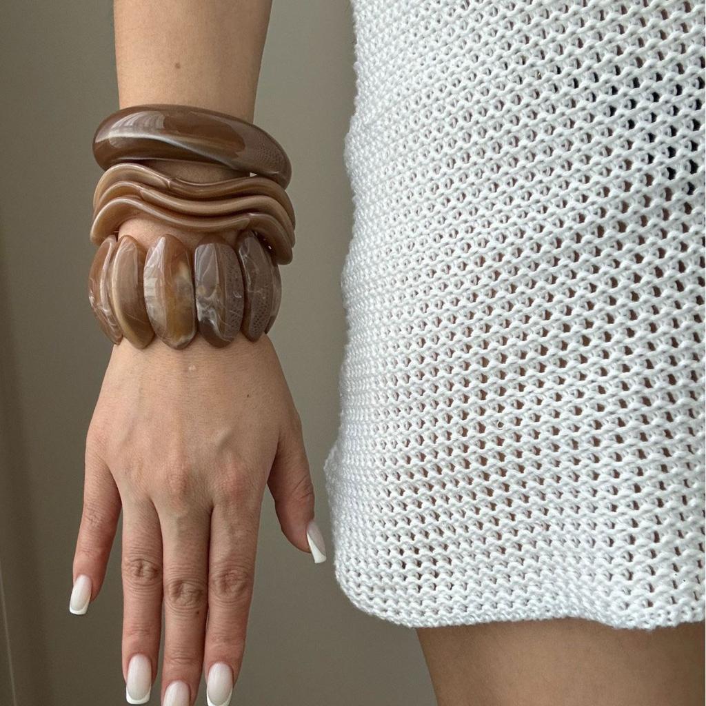 Punk Brown Coffee Resin Acrylic Bangles Hip Hop Irregular Kpop Geometric Wide Bangles For Women Bracelet Pulseras Jewelry