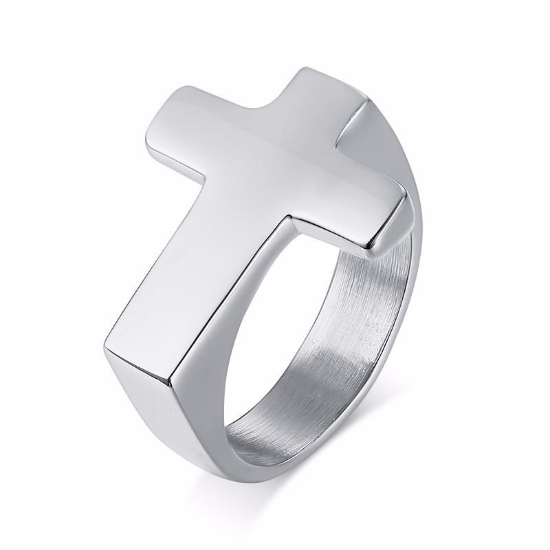 Punk Men Cross Shaped Ring,Waterproof Stainless Steel Ring with Silver Black Gold Color,Stylish Male Jewelry Gifts