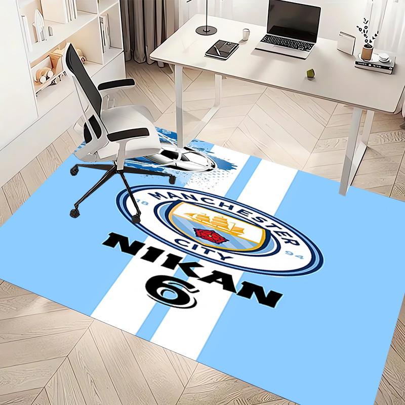 1pc Manchester City Football Club Print Area Rug - Soft, Washable Non-Slip Indoor Mat, Living Room, Home Office Decorative Rug,Office Decorative