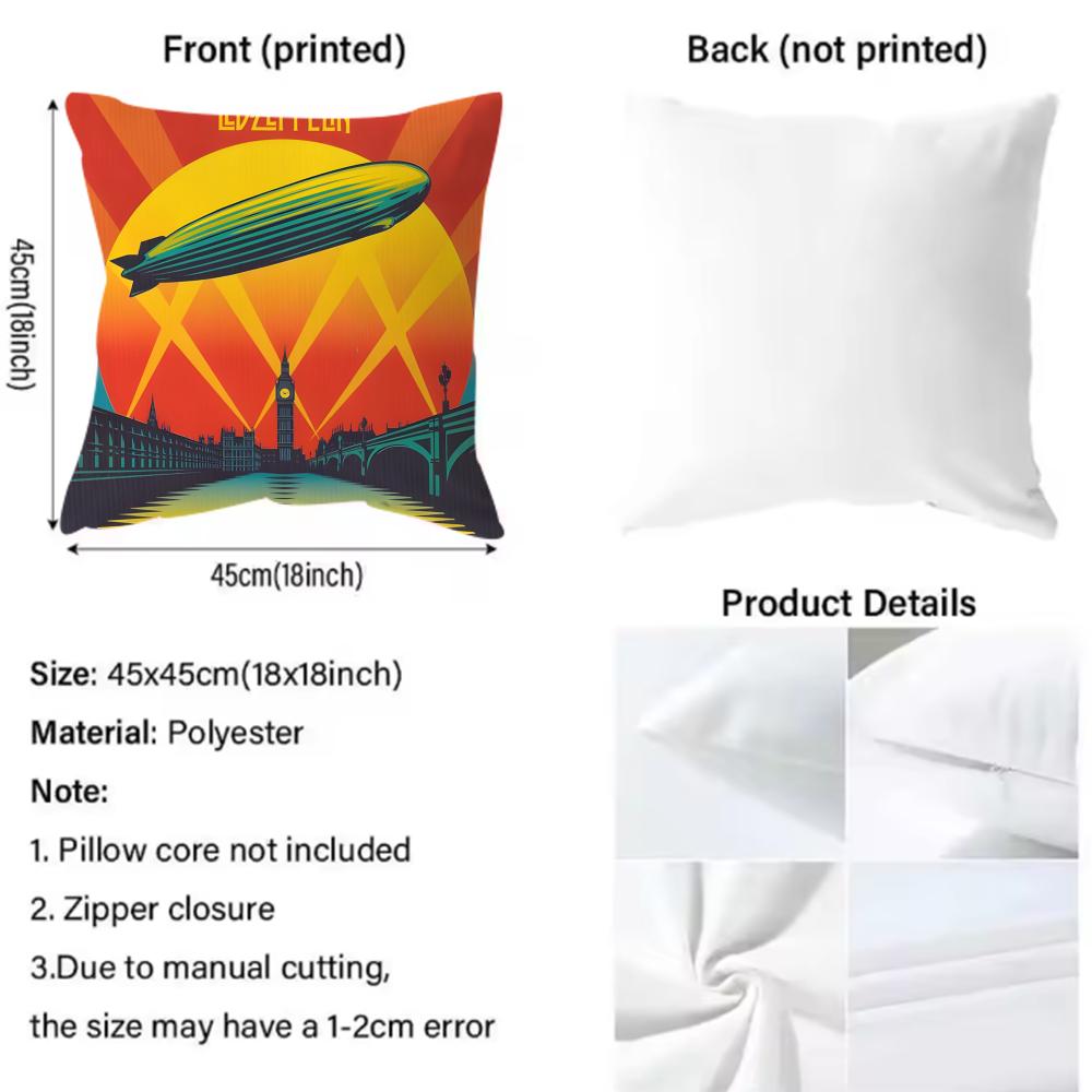Band L-Led Z-Zeppelin Cushion Cover Premium Comfort Reversible Pillow Cove -Two In One Design For Any Room & Car Interior