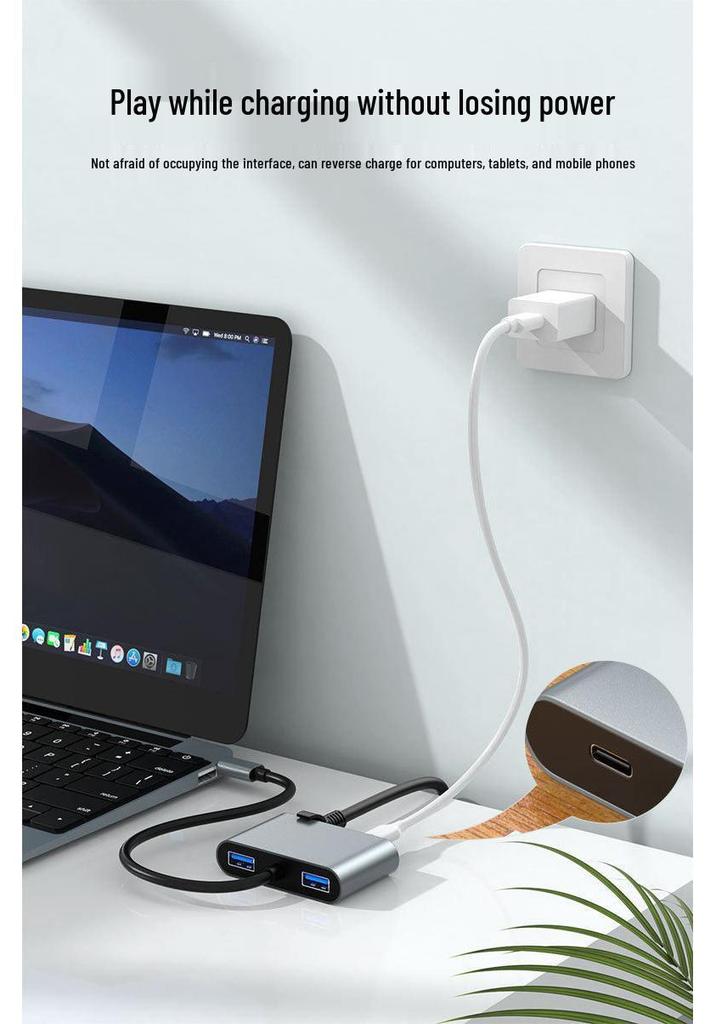 USB-C Ethernet Adapter: 4-in-1 Dock with RJ45, Dual USB Ports, and 60W PD Fast Charge