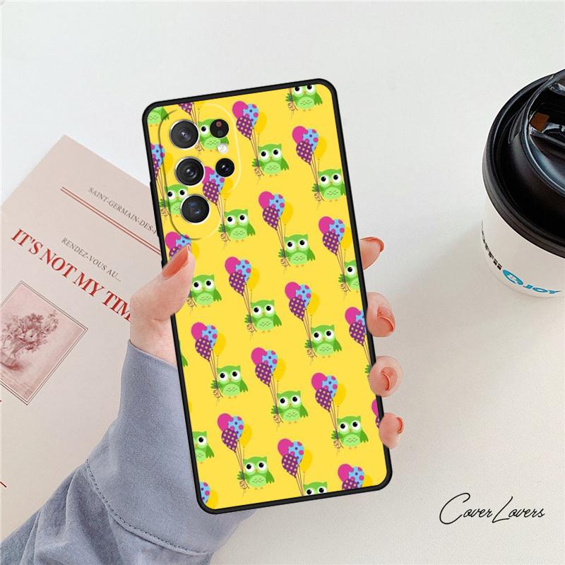 Cartoon Owl Phone Case For Samsung Galaxy S24 S25 S23 S22 Ultra Note 10 20 Plus S20 S21 FE Cover