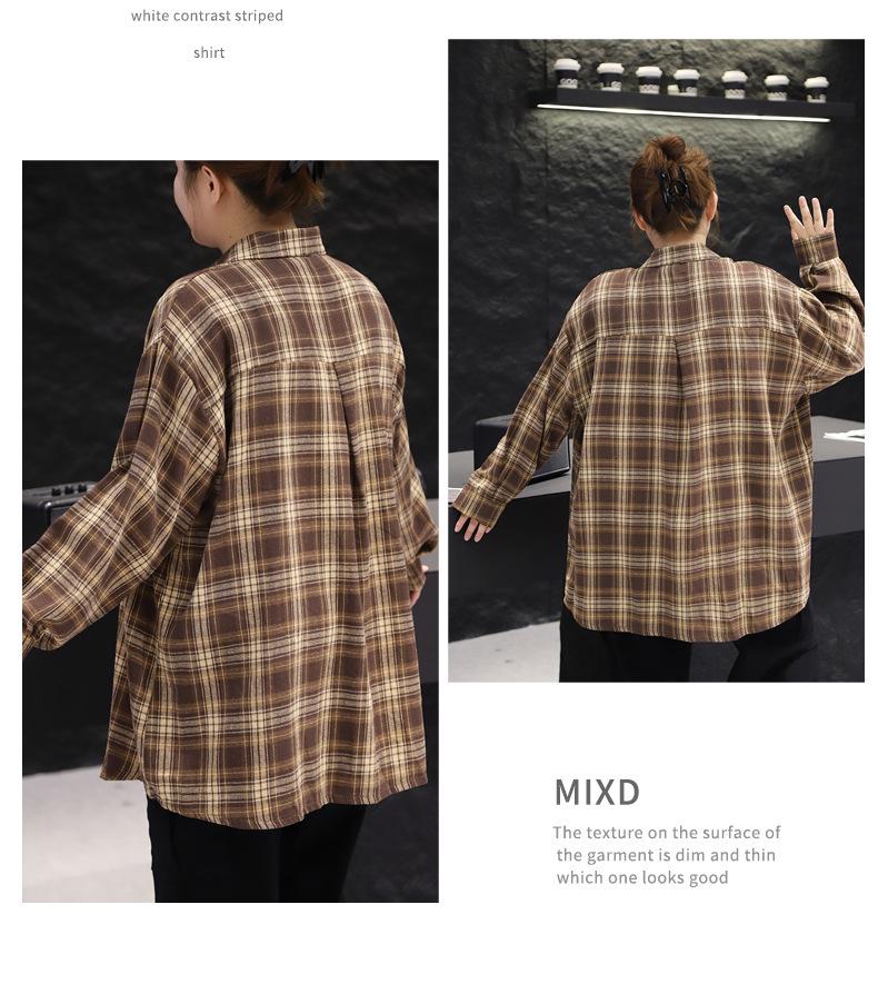 2025 Autumn Plus Size Plaid Shirt: Loose, Casual, Versatile Retro Top