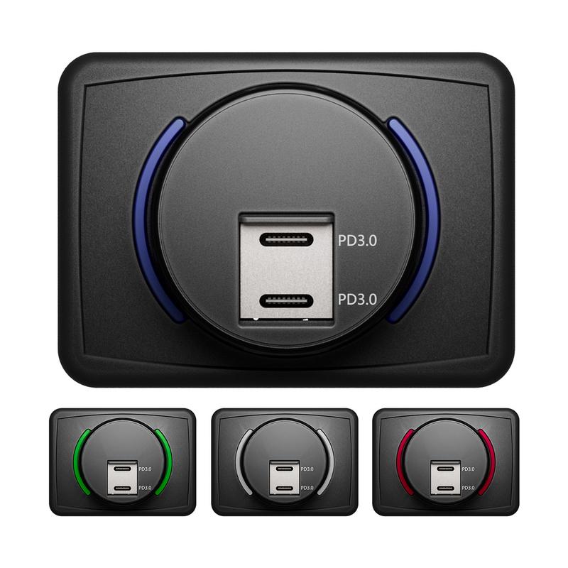 double PD 3.0 Charger Socket For RV USB Outlet Adapter Quick Charger Car USB Socket With USB Charging Ports Power Socket