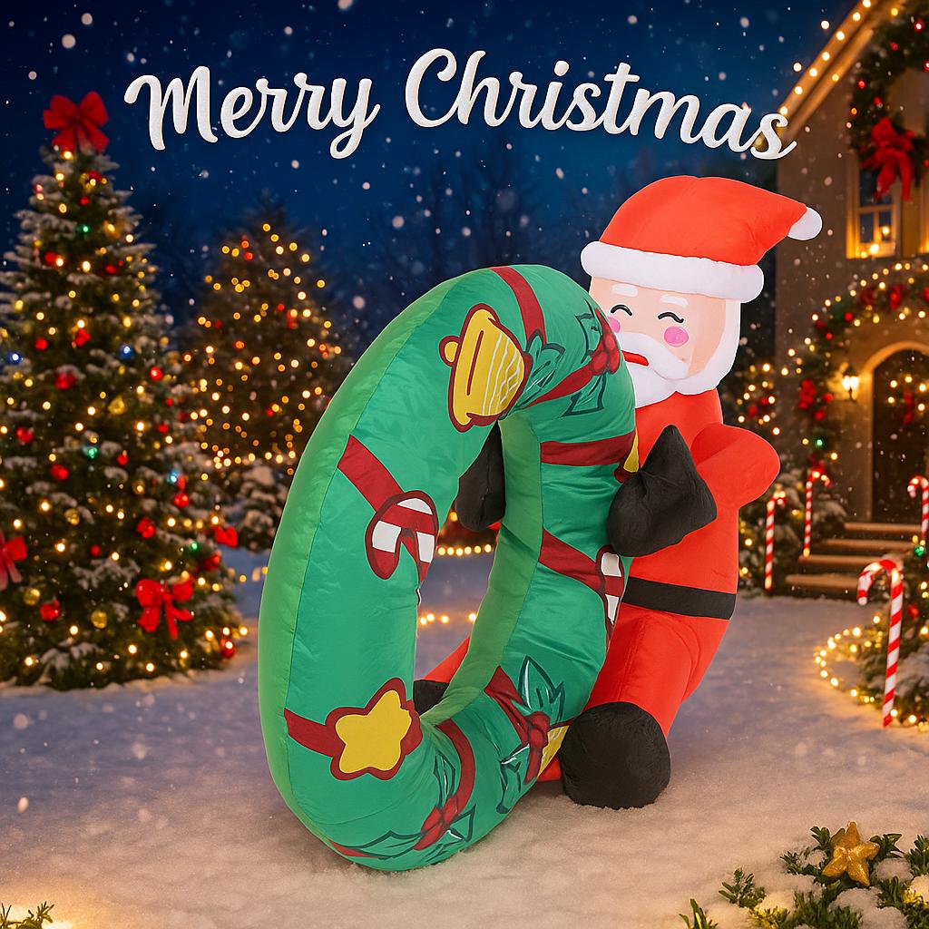 3.3FT Inflatable Toy swim ring Santa Claus Xmas Yard Lawn Party Decoration with LED Lit Christmas Home Supplies Ornaments Gift