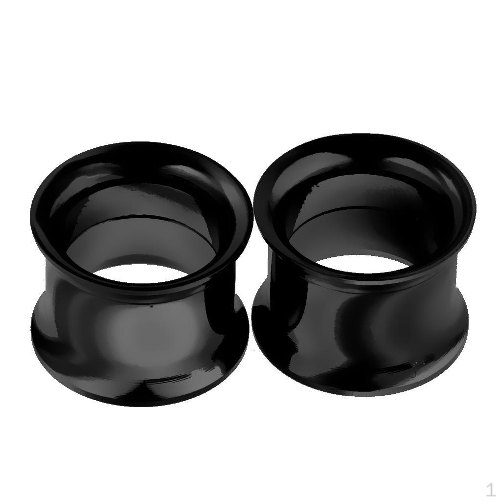 1 Pair Black Stainless Steel Double Flared Ear Tunnels Screw Expander Gauges 2-20mm