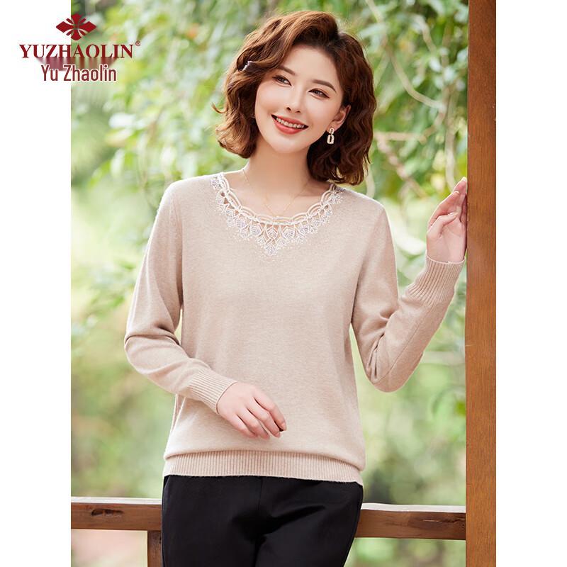 Yu Zhaolin Mid-Aged Women's Round Neck Knitted Sweater