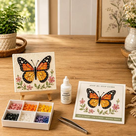 Durable Beach Style Crafts DIY Sea Glass Art Mosaic Kit, Ocean Animal Themed Craft Set for Adults Kits Beginner, Handmade Material Pack Coastal