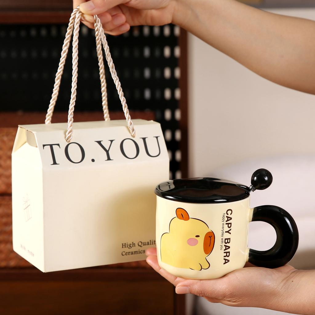 Mug with Lid Kapibala Creative Cup Cute Ceramic Water Cup Home Opening Event Souvenir