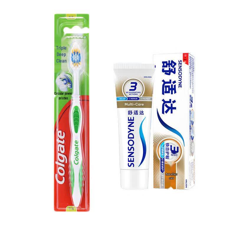 Colgate Triple Deep Clean Toothbrush & Sensodyne Multi-Care Toothpaste Bundle