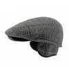 Middle-Aged Men Cap Autumn Winter Cotton Ear Protection Warm Plaid Beret Forward Cap Driver Ivy Hat Newsboy Caps for Men