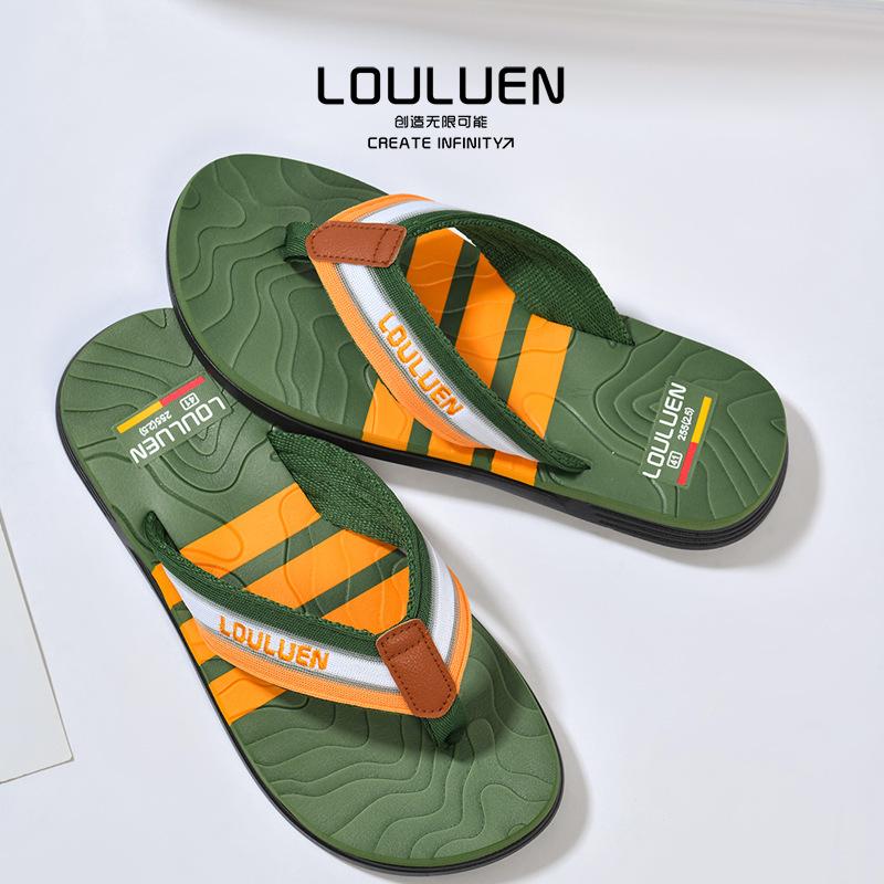 

New slippers men s summer non-slip flip-flops men s beach shoes personalized outdoor pinch sandals 39 чорний