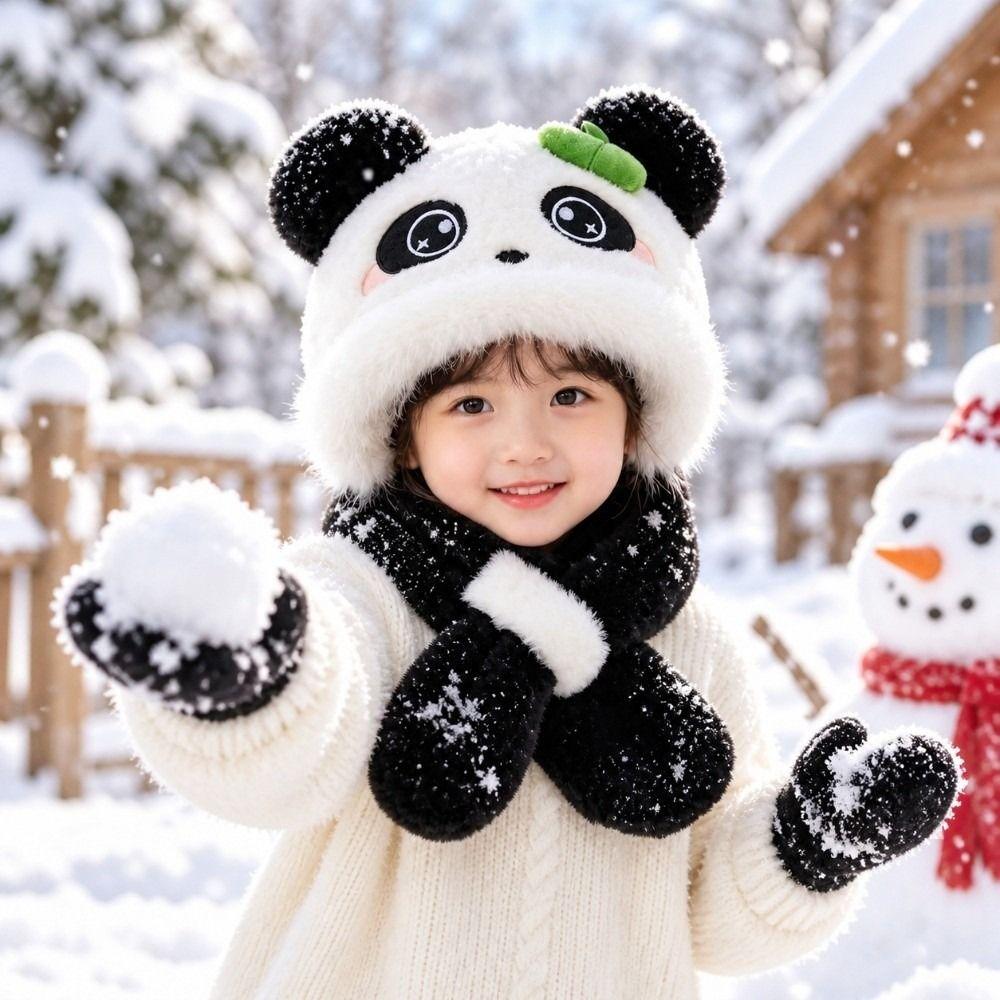 Windproof Kids Hat Scarf Set Soft Plush Earflap Hat New 2 in 1 Hat Scarf Boys Girls