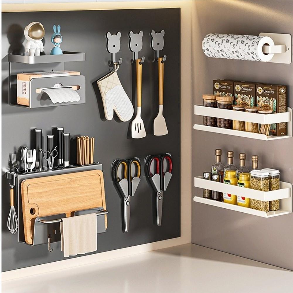 Wall Mounted Scissor Storage Rack Practical Punch-Free Scissor Display Shelf Self-adhesive Scissor Fixed Organizer Case
