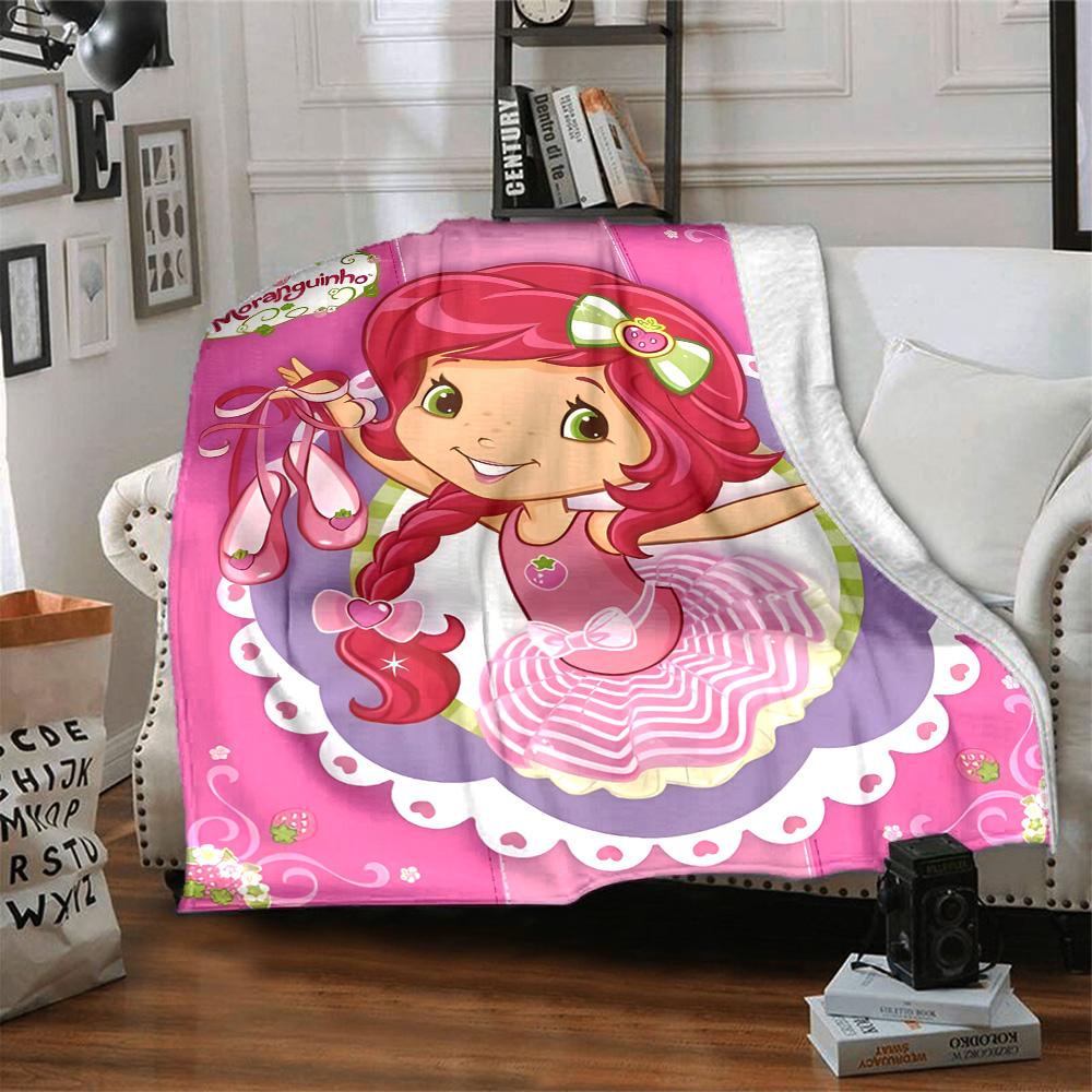 1pc Princess Strawberry12 Blanket, Gift, for Men and Women, Soft Blanket, Good for Sofa Bed Couch Travel, Lightweight Flannel Blanket
