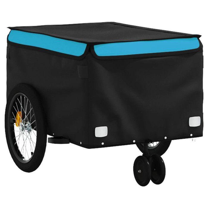 VidaXL Remorque de vélo noir et bleu 30 kg fer 94100