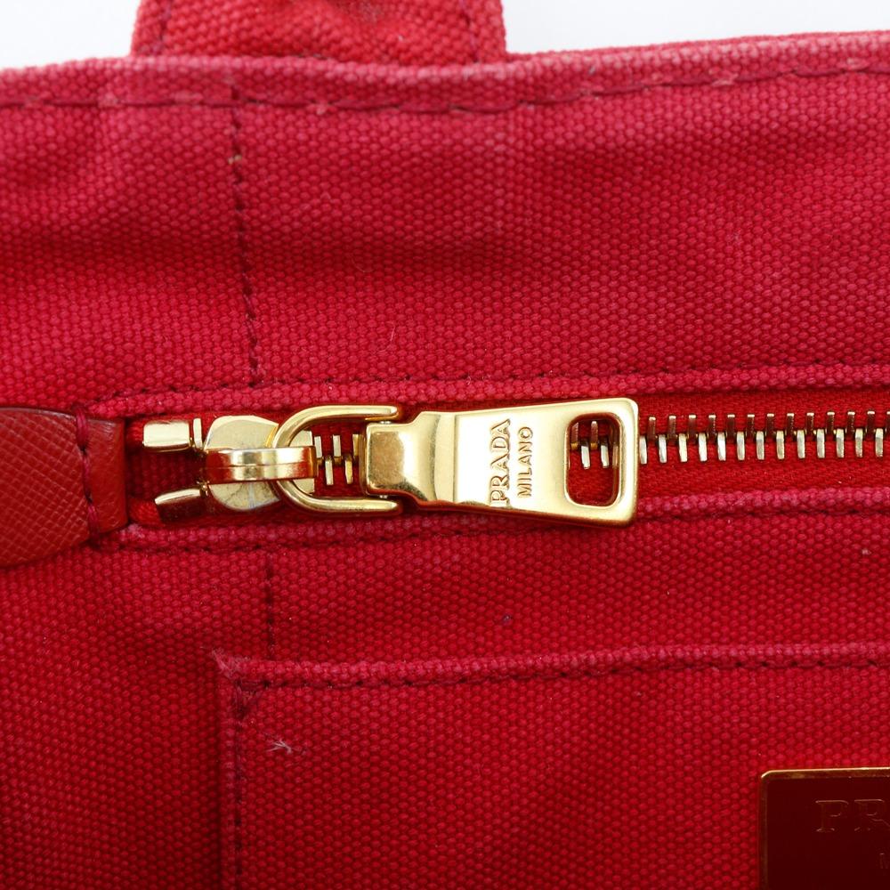 PRADA Canapa Tote Mini Handbag 2WAYShoulder Red canvas Women Used