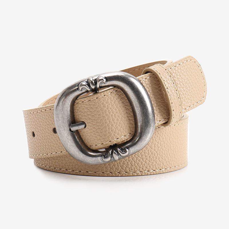 Leopard Pattern Leather Belt With Electroplated Buckle For Casual Women
