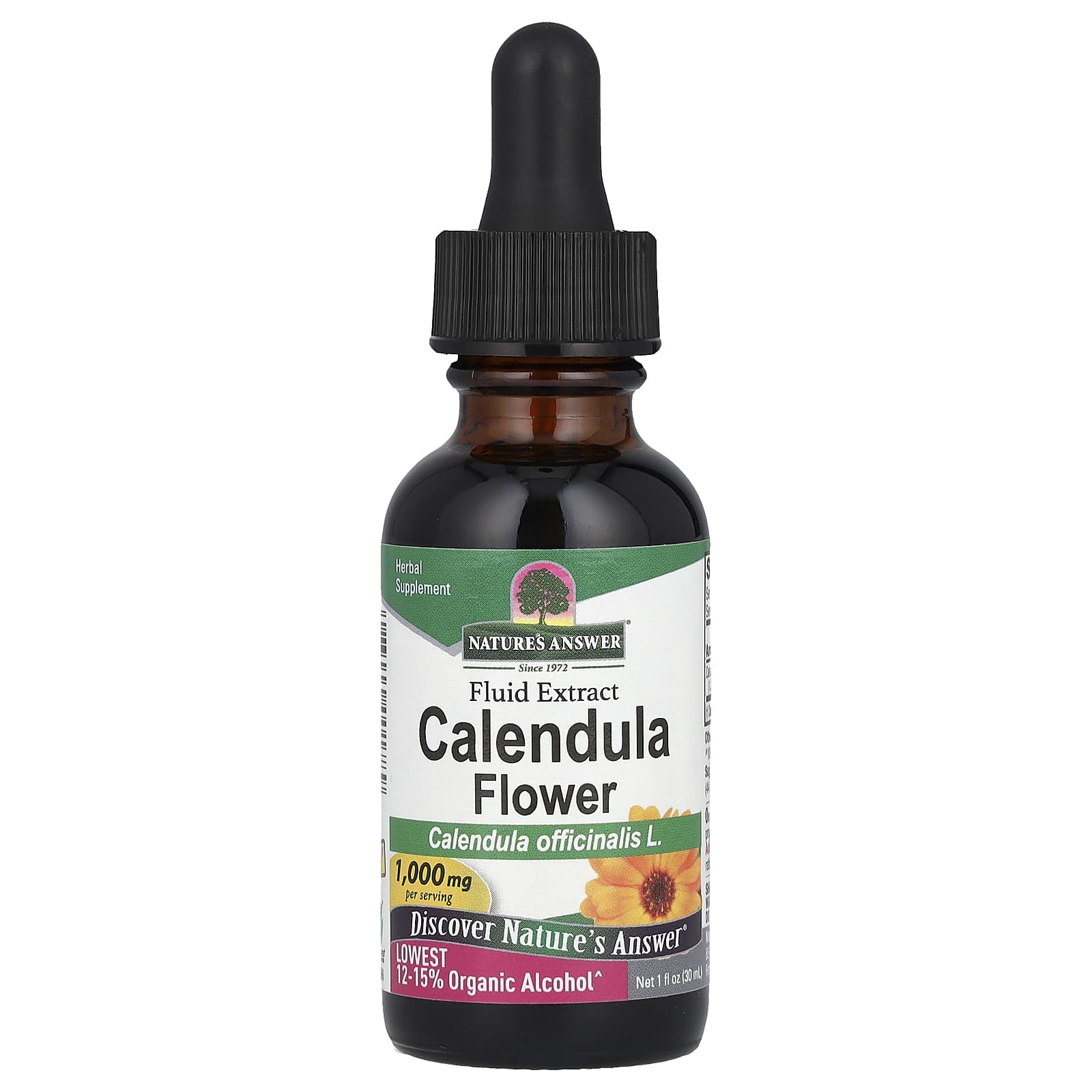 

Nature S Answer, Calendula Flower, Liquid Extract, Low Alcohol, 1,000Mg, 30Ml(1Fl Oz)